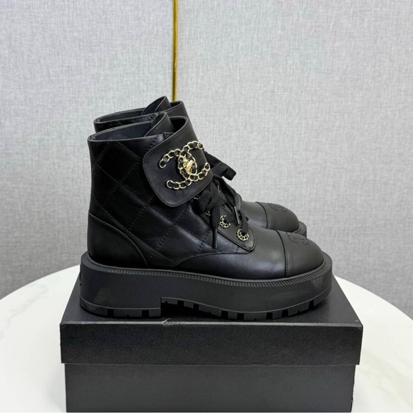 CHANEL Black Leather Ankle Boots - Picture 3 of 12